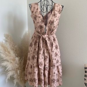 NWT House of Harlow Pink Floral Linen Mini Dress